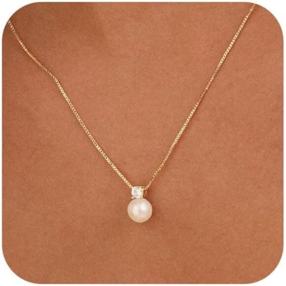 14K Gold Plated Natural Pearl Necklace | Dainty Adjustable Choker 16.5β - Picture 1 of 4